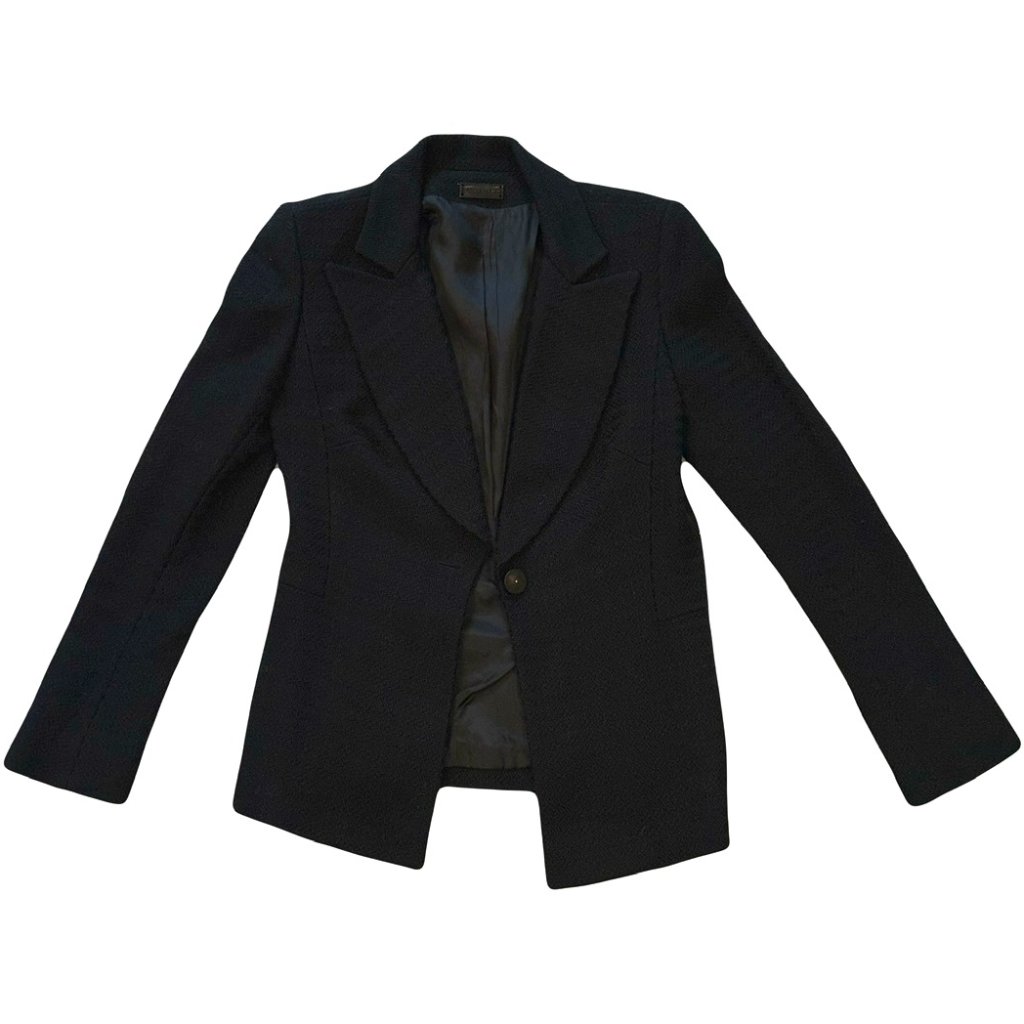 Style Paris Black Textured Cotton Blazer